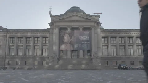 READY TO BE GRADED 4K Slog3 Handheld Art Gallery Building Downtown Canada Stock Footage 221529990