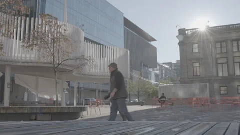 READY TO BE GRADED 4K Slog3 Handheld Building Downtown Canada Vancouver Toronto Video stock 221531813