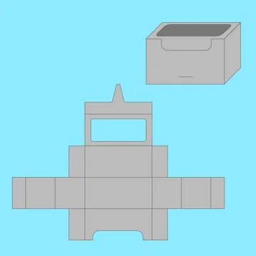 Ready Box Design with Shelf Hanging Holes and Die cut Layout. Blueprint desig Stock Illustration