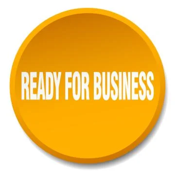 Ready for business orange round flat isolated push button Stock Illustration