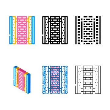 Ready construction building material color icon vector multipack Stock Illustration