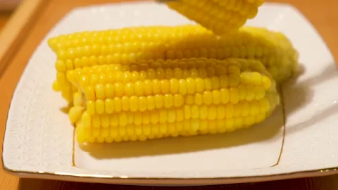 Ready corn cobs spread Stock Footage 137350064