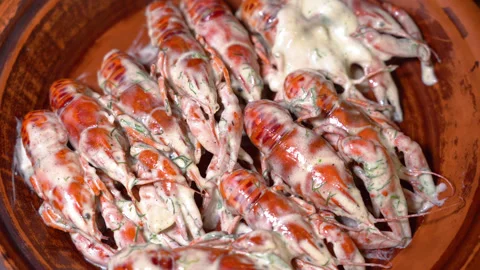 Ready crayfish on a plate Vídeo Stock 254687874