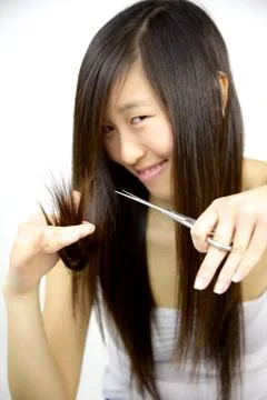 Ready to cut split ends hair Stock Photos