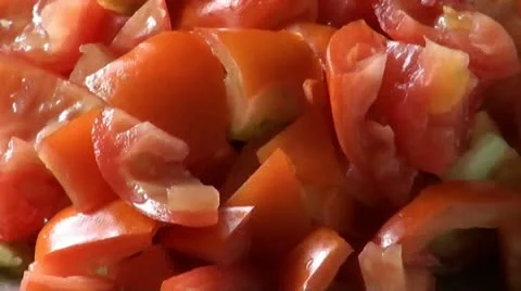 Ready cut tomatoes for cooking Stock Footage 11153896
