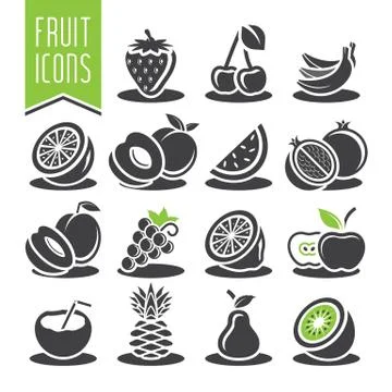 Ready design fruit icon set Stock Illustration