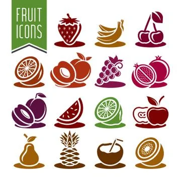 Ready design fruit icon set Stock Illustration