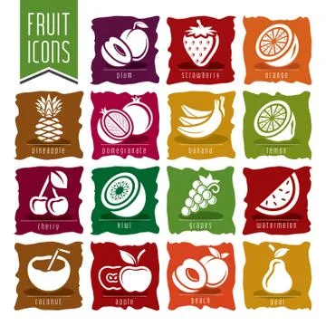 Ready design fruit icon set Stock Illustration