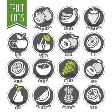 Ready design fruit icon set Stock Illustration