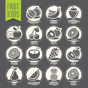 Ready design fruit icon set Stock Illustration