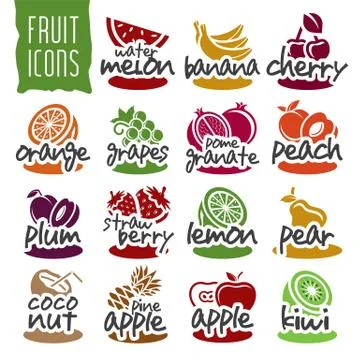 Ready design fruit icon set Stock Illustration