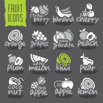 Ready design fruit icon set Stock Illustration