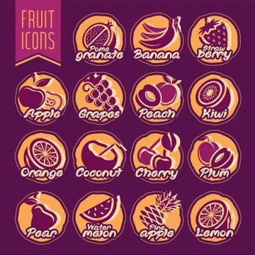 Ready design fruit icon set Stock Illustration