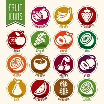 Ready design fruit icon set Stock Illustration
