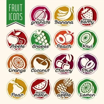 Ready design fruit icon set Stock Illustration