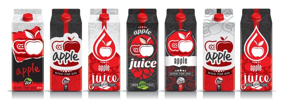 Ready design vector apple juice, fruit package set Stock Illustration