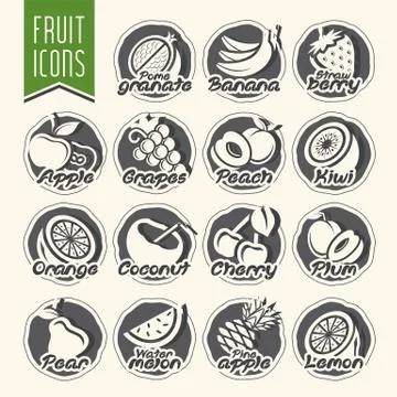 Ready design vector fruit icon set Stock Illustration