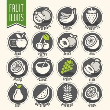 Ready design vector fruit icon set Stock Illustration