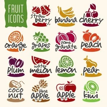 Ready design vector fruit icon set Stock Illustration
