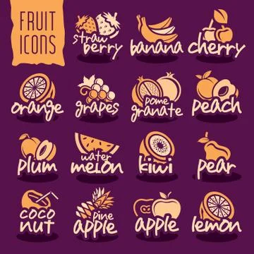 Ready design vector fruit icon set Stock Illustration