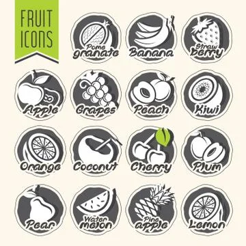 Ready design vector fruit icon set Stock Illustration