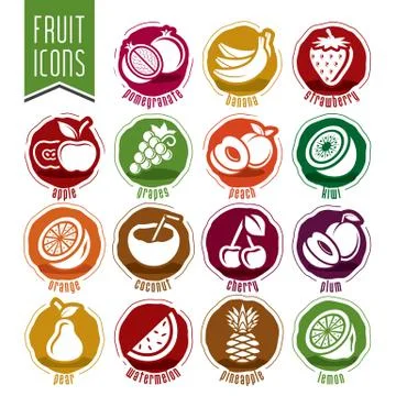 Ready design vector fruit icon set Stock Illustration