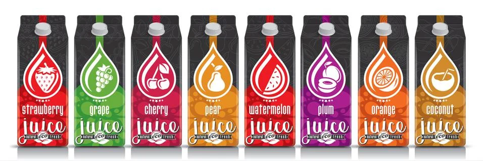 Ready design vector juice, fruit package set Stock Illustration