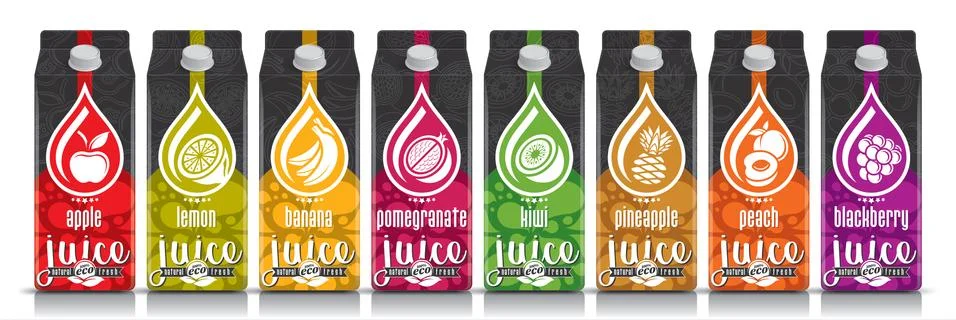 Ready design vector juice, fruit package set Stock Illustration