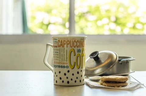 Ready to drink cup of coffee at breakfast time 写真素材