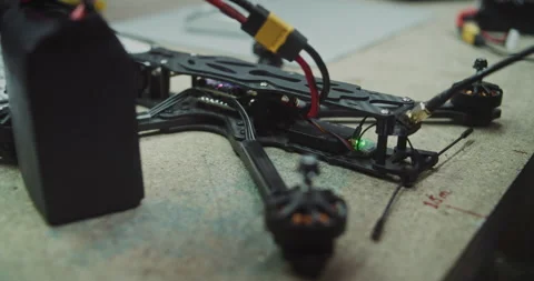 Ready Drone With Battery Attached and Indicator Lights Glowing Stock Footage 322096062