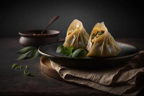 Ready dumplings on a plate Stock Illustration