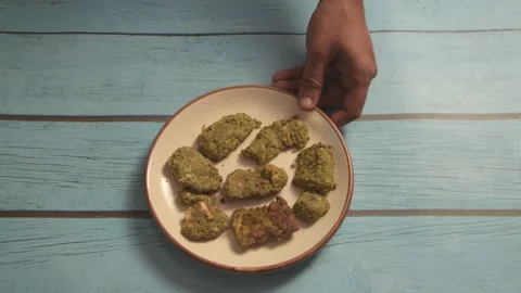 Ready to eat fish serving with green chutney Video stock 166090666