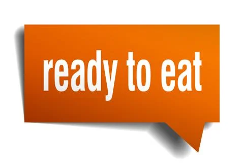 Ready to eat orange 3d speech bubble 스톡 일러스트