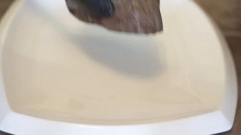 Ready to eat steak put on a white plate and garnish with branch of rosemary Video stock 111512591