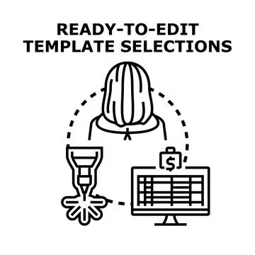Ready to edit template selections concept using workflow Stock Illustration