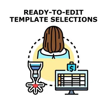 Ready to edit template selections concept using workflow Stock Illustration