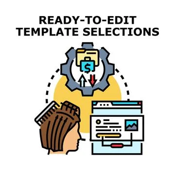Ready to edit template selections for various digital content creation, bus.. Stock Illustration