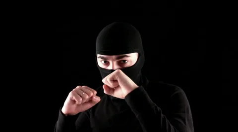Ready to fight ninja on black background 動画素材 1058999