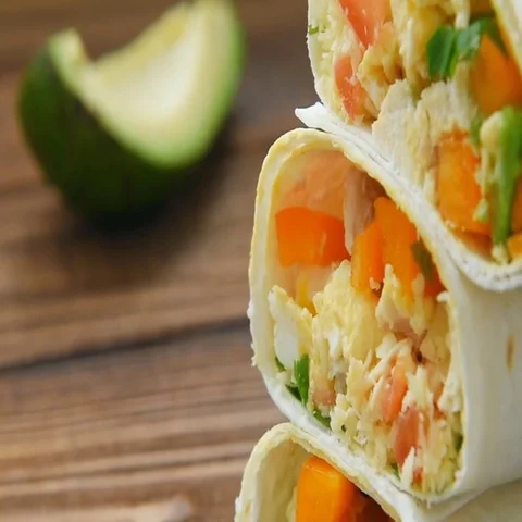 Ready freezer breakfast burritos Stock Footage