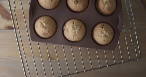 Ready freshly baked muffins or muffins are taken out of the oven. Stock Footage 200891841