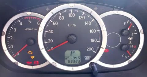 Ready to Go - Speedometer inside the Car Stock Photos