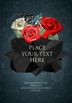 Ready gothic design for invitations, greetings, cards etc. Roses and backdrop in Stock Illustration