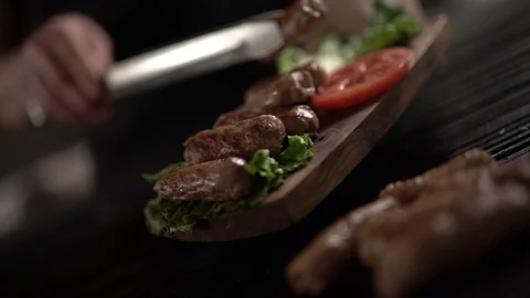 Ready Grilled Sausages HD Stock Footage 88599156