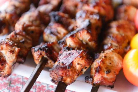 Ready kebab on the table. Stock Photos