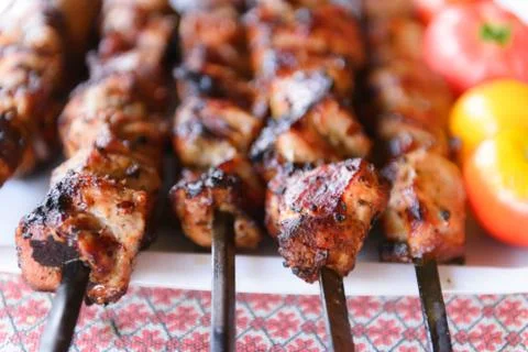 Ready kebab on the table. Stock Photos