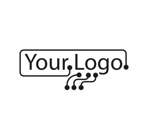 Ready logo with circuit board elements. IT technology Stock Illustration