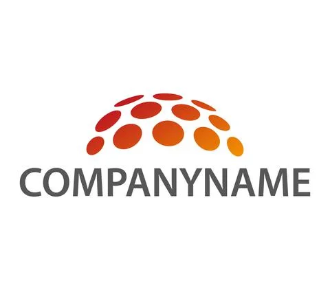 Ready logo with red and orange dots lying in the hemisphere Stock Illustration