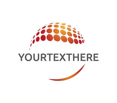 Ready logo in the shape of a transparent ball covered with a orange raster Stock Illustration