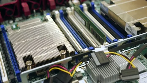 Ready-made assembly of a server, server hardware close-up, computer parts close- Stock Footage 208297331