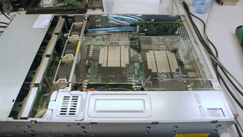Ready-made assembly of a server, server hardware close-up, computer parts close- Stock Footage 208297350